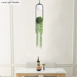 Industrial White Glass Bedroom Pendant Lamp With Spherical Design And Black Cage