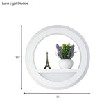 Industrial White Metal Led Circle Sconce Lamp - Bedroom Wall Light
