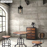 Industrial Wire Cage Pendant Light Fixture In Black & Rust For Dining Room With 1 Bulb
