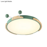 Insect Cartoon Ceiling Lamp With Led Flushmount Lighting In Warm/White Light - Gray/Green