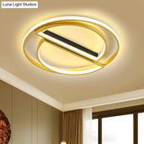 Integrated Circle Flush Led Ceiling Lamp In Black/Gold With Warm/White Light Available