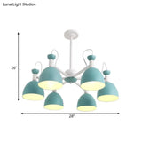 Inverted Iron Goblet Chandelier With Macaron Ceiling Suspension - Blue And White