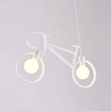 Iron Bicycle Chandelier - Vintage 2 Light Pendant For Dining Table White