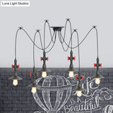 Iron Black Multi Light Chandelier Saucer With 2/3/6 Heads - Antiqued Swag Ceiling Pendant Lamp