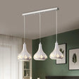 Iron Cluster Pendant With 3 Laser-Cut Urn Shape Lights – Modern White Dining Room Pendulum Lamp