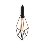 Iron Diamond-Shaped Pendant Light Antique 1-Light Dining Room Hanging Fixture Black / A