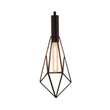 Iron Diamond-Shaped Pendant Light Antique 1-Light Dining Room Hanging Fixture Black / B