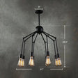 Iron Exposed Bulb Chandelier - Loft Style Restaurant Hanging Lamp With Swing Arm In Black 8 /