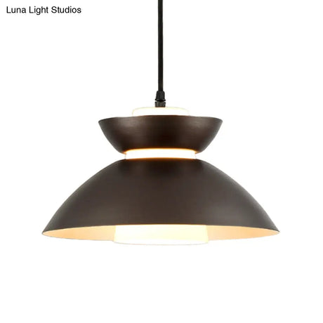 Iron Flare Pendant Light With Matte Glass Shade - Simple 1 Bulb Design In Black/Coffee