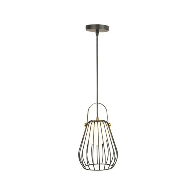 Iron Hanging Pendant Ceiling Light For Bedroom - Industrial Pear Shape Black