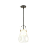Iron Hanging Pendant Ceiling Light For Bedroom - Industrial Pear Shape White