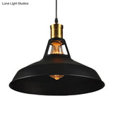 Iron Hanging Pendant Light Fixture For Restaurants - Single Ceiling Pot Cover Lamp