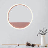 Iron Hoop Flush Mount Wall Light: Macaron Pink/Blue 12/16 Wide Led Sconce With Storage Rack