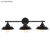 Iron Linear Vanity Wall Lights: 3-Head Mirror Lights With Barn Shade