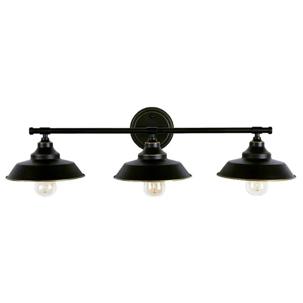 Iron Linear Vanity Wall Lights: 3-Head Mirror Lights With Barn Shade Coffee