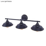 Iron Linear Vanity Wall Lights: 3-Head Mirror Lights With Barn Shade