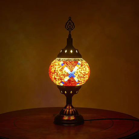 Iron Nightstand Lamp - Turkish-Style 1-Light Table Lighting For Study Room In Bronze Finish / A