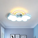 Iron Rainbow & Cloud Led Flushmount Ceiling Light For Nursery - White/Blue 19/23 Blue / 19