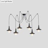Iron Saucer Vintage Led Pendant Light With Multiple Lights Black Finish