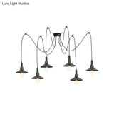 Iron Saucer Vintage Led Pendant Light With Multiple Lights Black Finish