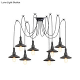 Iron Saucer Vintage Led Pendant Light With Multiple Lights Black Finish