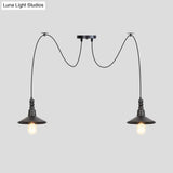 Iron Saucer Vintage Led Pendant Light With Multiple Lights Black Finish