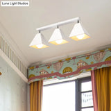 Iron Swivel Shade Ceiling Lamp - Industrial Style Semi - Flush Mount In Black/White (1/2/3 - Head