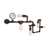 Iron Wall Lighting Industrial Sconce With Decorative Gauge For Restaurants -5 Bulb Water Pipe Design