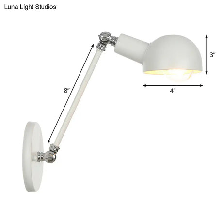 Iron Wall Mount Task Light With Swing Arm And Dome Shade - Industrial Style (8 Or 12 Wide)