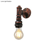 Iron Wall Sconce Lighting - Industrial Black/Aged Silver Indoor Mounted Lamp With Water Pipe 1 Light