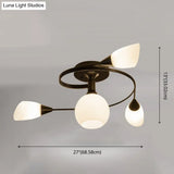 Ironwork Frosted Glass Ceiling Light - Modern Semi Flush Mount With White Shade For Living Rooms &