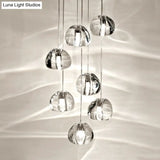 Irregular Crystal Ball Pendant Light With 5/7 Lights For Minimalistic Living Room Decor