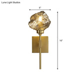 Irregular Shade Wall Sconce - Modern Indoor Light Fixture With Amber/Smoke Gray Glass 1 Head Lamp