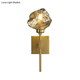 Irregular Shade Wall Sconce - Modern Indoor Light Fixture With Amber/Smoke Gray Glass 1 Head Lamp