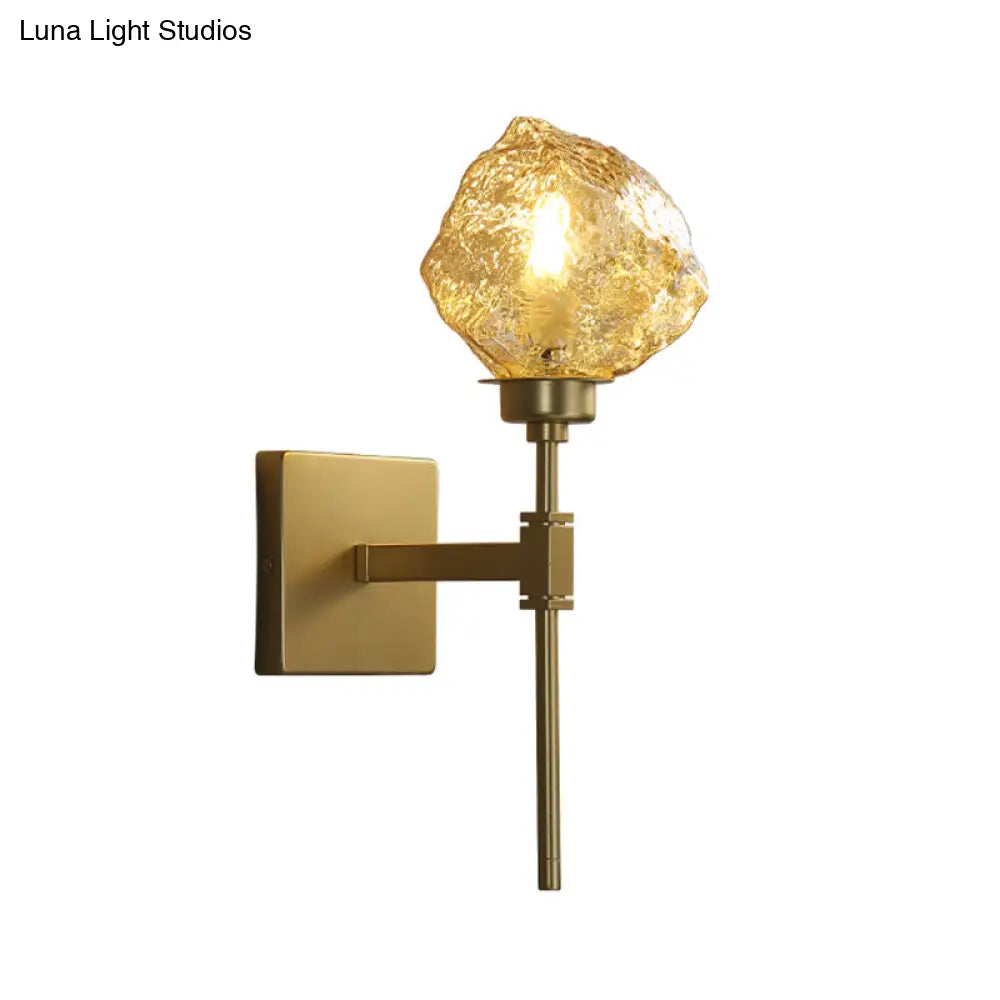Irregular Shade Wall Sconce - Modern Indoor Light Fixture With Amber/Smoke Gray Glass 1 Head Lamp
