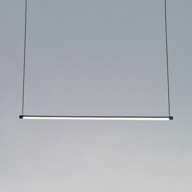 Island Lighting: Ultra Slim Tube Led Office Hanging Lamp In Black - Modern Metal Design Multiple