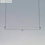 Island Lighting: Ultra Slim Tube Led Office Hanging Lamp In Black - Modern Metal Design Multiple