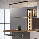 Island Lighting: Ultra Slim Tube Led Office Hanging Lamp In Black - Modern Metal Design Multiple
