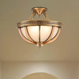Ivory Glass Bowl Ceiling Lighting Colonial Semi Flush Mount - 16.5’/20.5’ W Brass 3/4 Heads