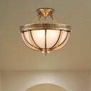 Ivory Glass Bowl Ceiling Lighting Colonial Semi Flush Mount - 16.5’/20.5’ W Brass 3/4 Heads
