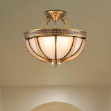 Ivory Glass Bowl Ceiling Lighting Colonial Semi Flush Mount - 16.5’/20.5’ W Brass 3/4 Heads