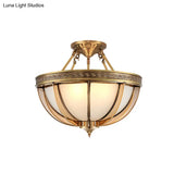 Ivory Glass Bowl Ceiling Lighting Colonial Semi Flush Mount - 16.5’/20.5’ W Brass 3/4 Heads