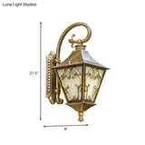 Ivory Glass Bronze Wall Lamp Lantern - Outdoor Countryside Sconce Light Fixture
