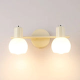 Ivory Glass Bubble Shade Bathroom Wall Light Fixture - Industrial Style 2 Lights Black/White Sconce
