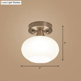 Ivory Glass Ceiling Light Fixture - Oval Simplicity Entryway Flush Mount Lighting