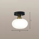 Ivory Glass Ceiling Light Fixture - Oval Simplicity Entryway Flush Mount Lighting Black