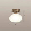 Ivory Glass Ceiling Light Fixture - Oval Simplicity Entryway Flush Mount Lighting Nickel