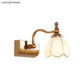 Ivory Glass Colonial Vanity Light In Gold- 1/2/3-Bulb Bathroom Wall Mount