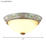 Ivory Glass Flushmount Traditional Corridor Light - 1 Head Silver Dome 11’/15’/19’ Diameter