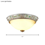 Ivory Glass Flushmount Traditional Corridor Light - 1 Head Silver Dome 11’/15’/19’ Diameter